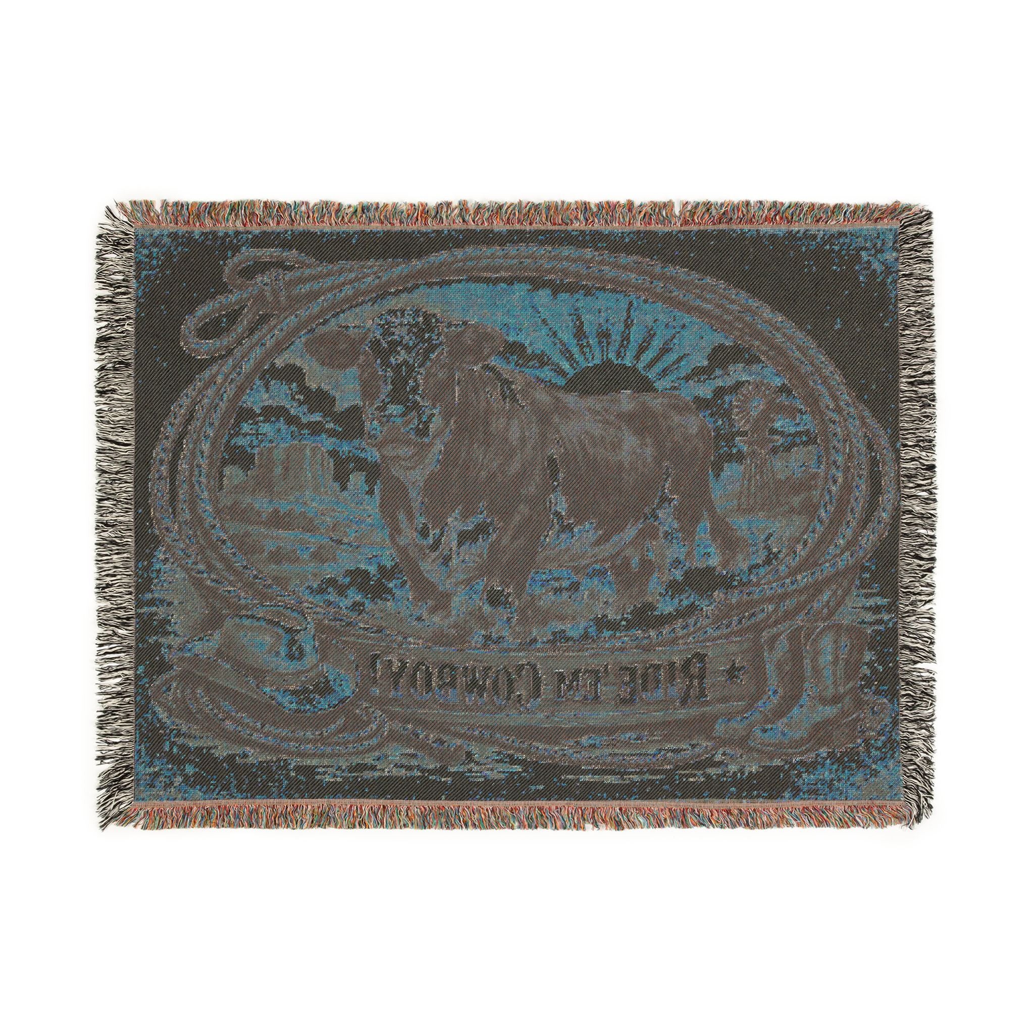 Woven Blanket - 'Ride 'Em Cowboy' Western Cattle Throw Blanket