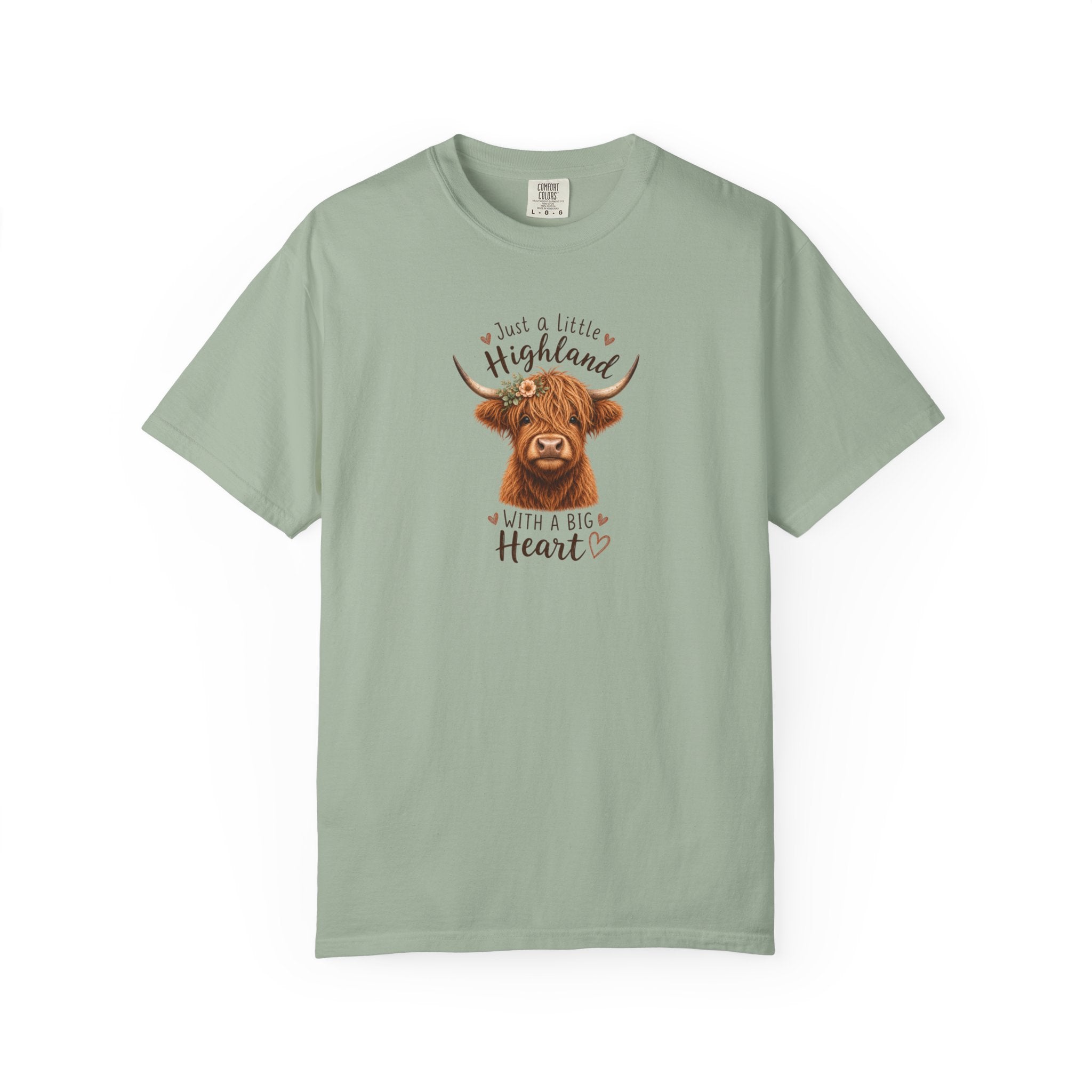 Highland Cow T-Shirt — "Just a Little Highland with a Big Heart" Cute Cow Graphic Tee