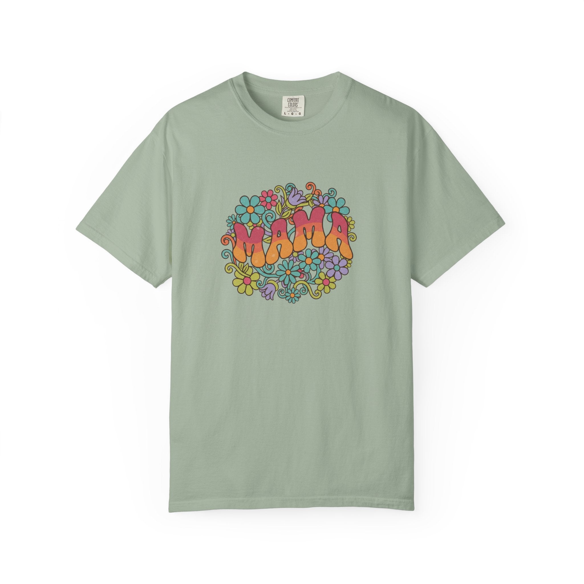 Mama Floral Retro T-Shirt — Vintage Hippie Flower Power Tee for Moms