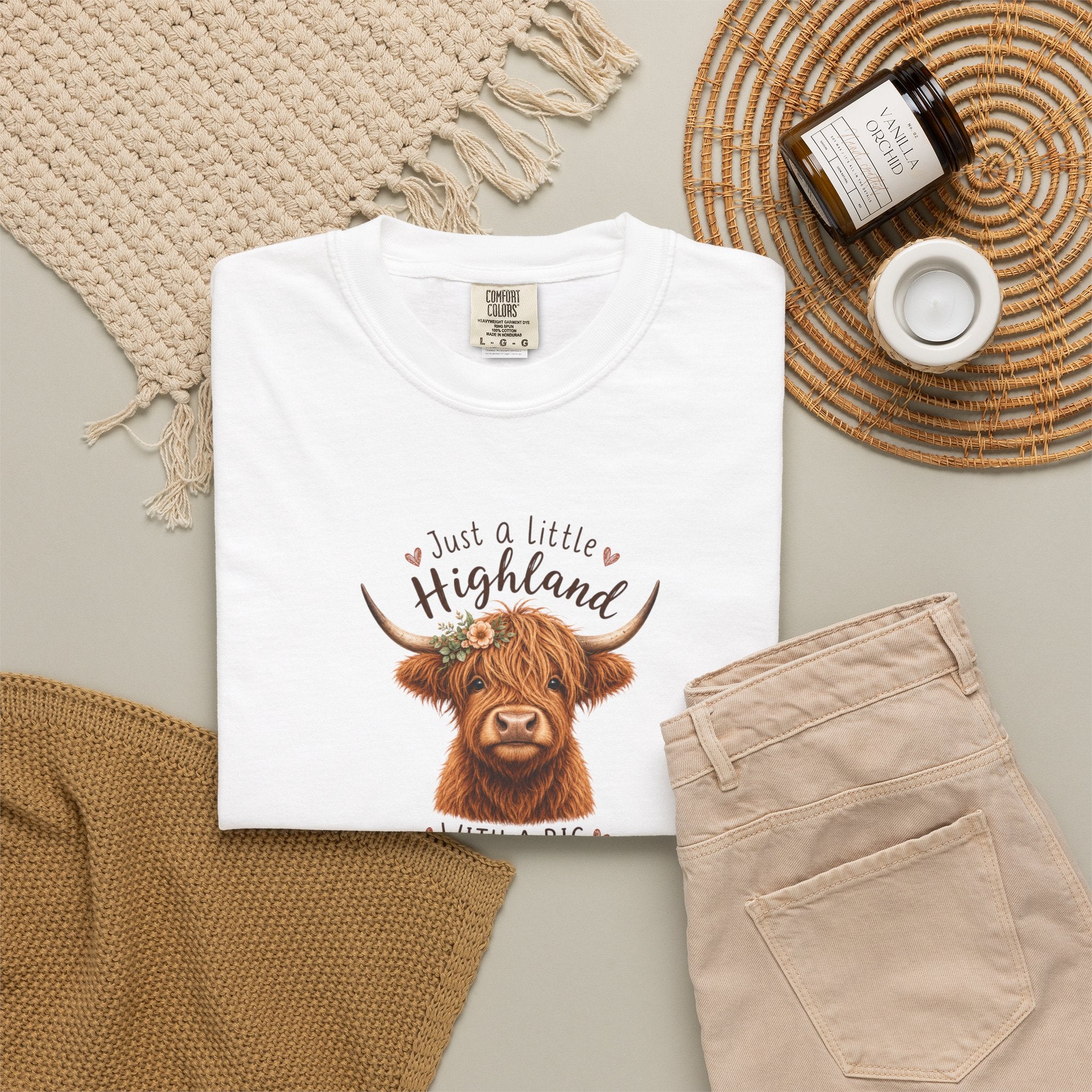 Highland Cow T-Shirt — "Just a Little Highland with a Big Heart" Cute Cow Graphic Tee