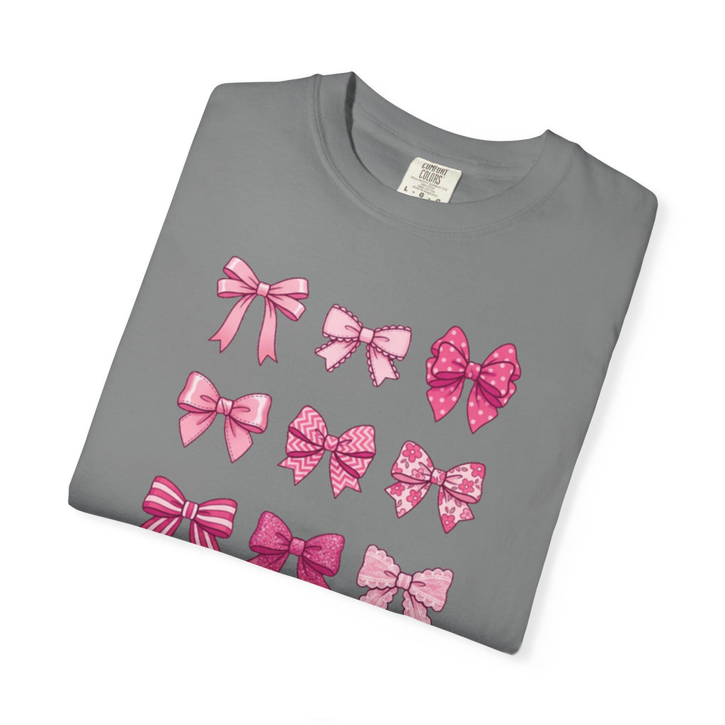 Pink Bow Pattern T-Shirt — Cute Ribbon Graphic Tee
