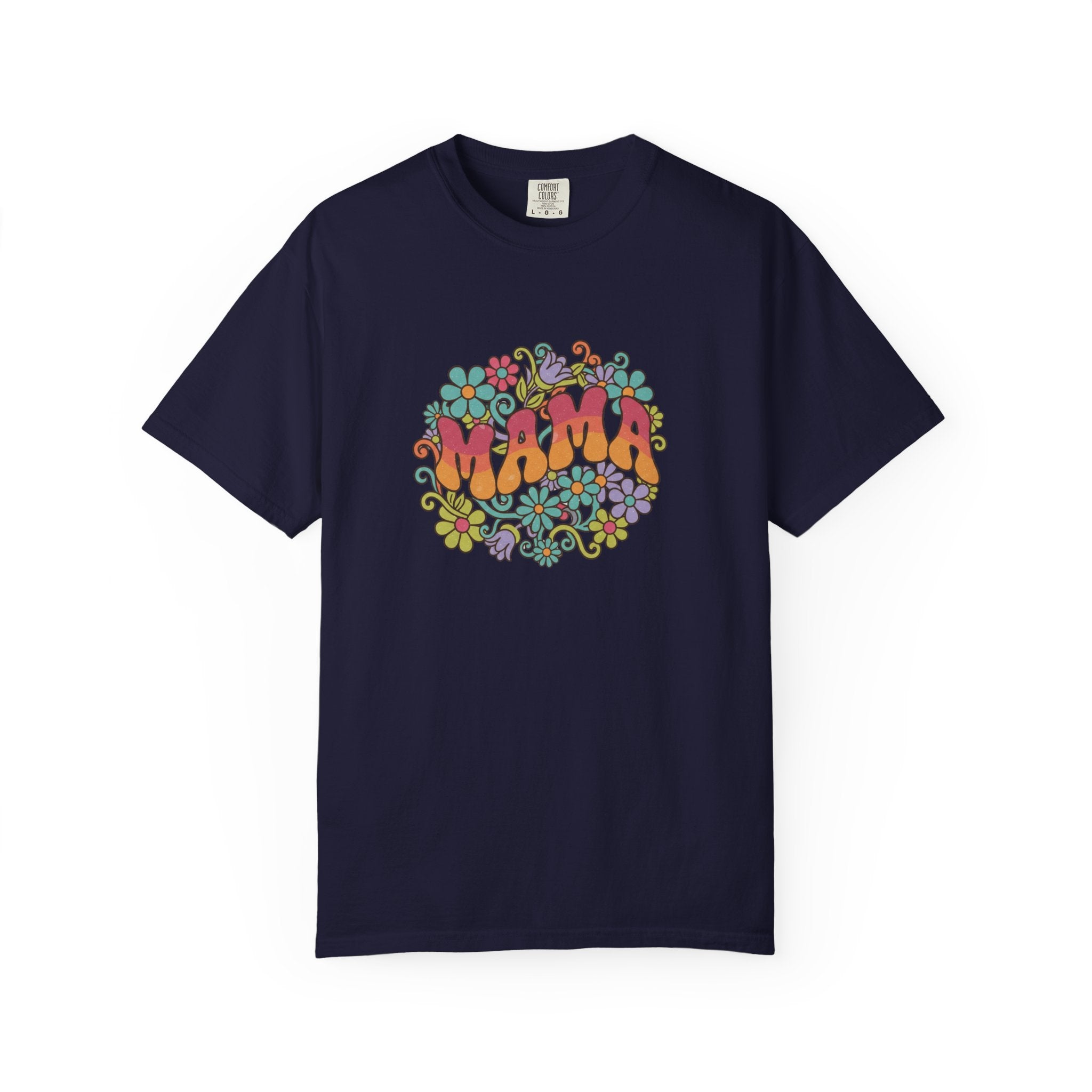 Mama Floral Retro T-Shirt — Vintage Hippie Flower Power Tee for Moms