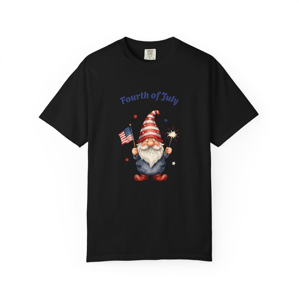 Fourth of July Gnome T-Shirt — Patriotic Flag & Firework Graphic Tee