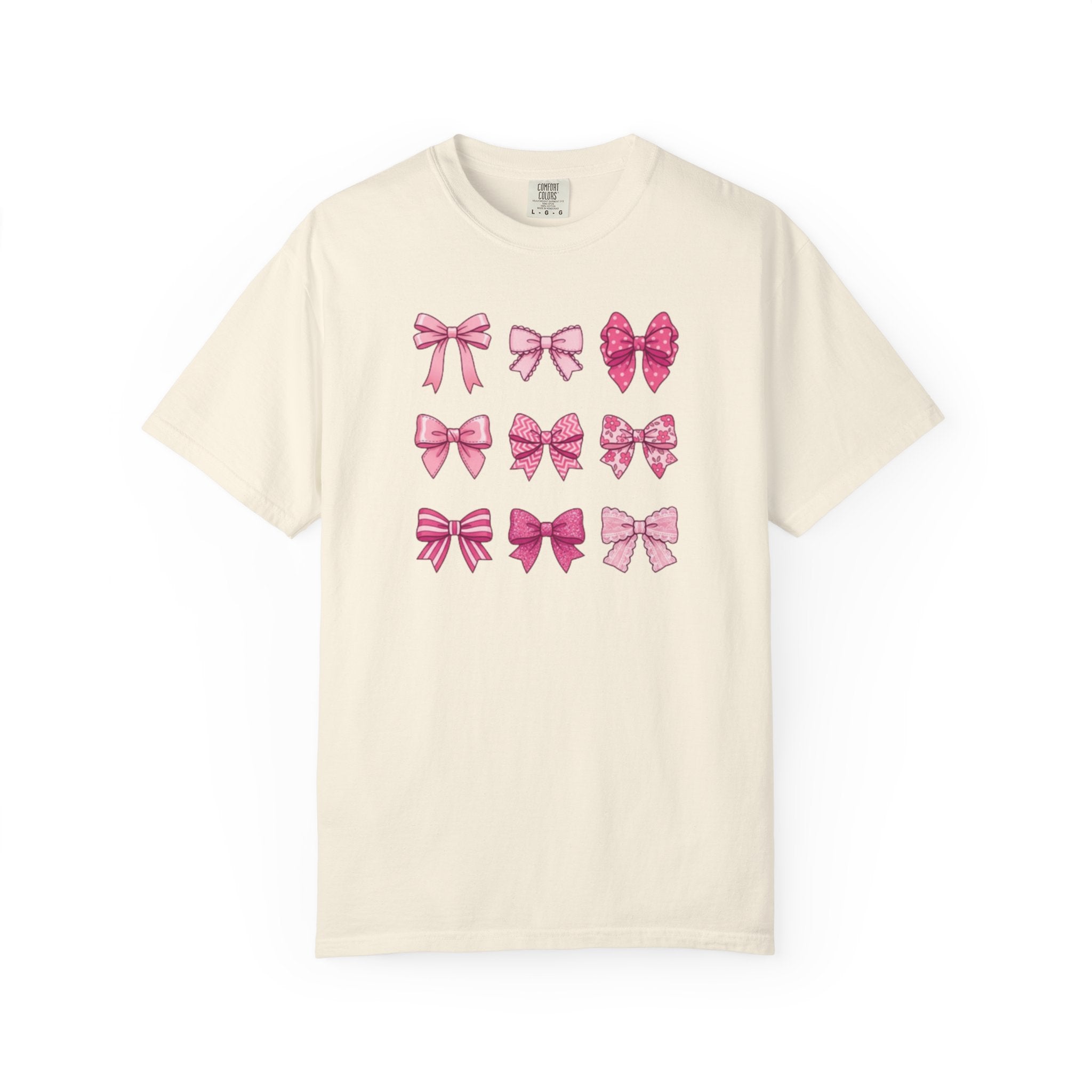 Pink Bow Pattern T-Shirt — Cute Ribbon Graphic Tee
