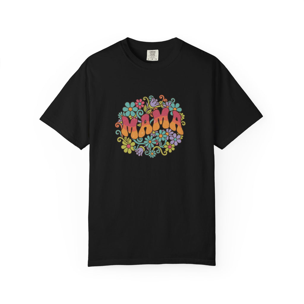 Mama Floral Retro T-Shirt — Vintage Hippie Flower Power Tee for Moms