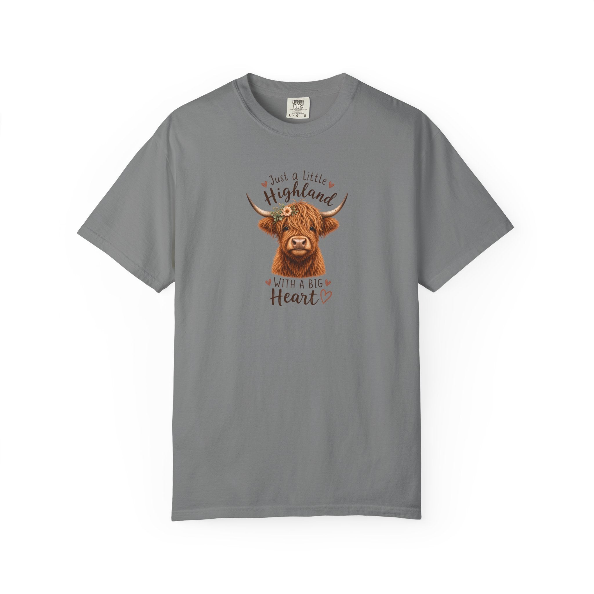 Highland Cow T-Shirt — "Just a Little Highland with a Big Heart" Cute Cow Graphic Tee
