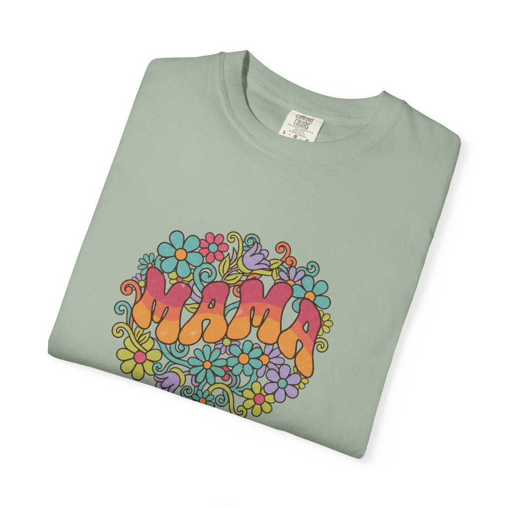 Mama Floral Retro T-Shirt — Vintage Hippie Flower Power Tee for Moms
