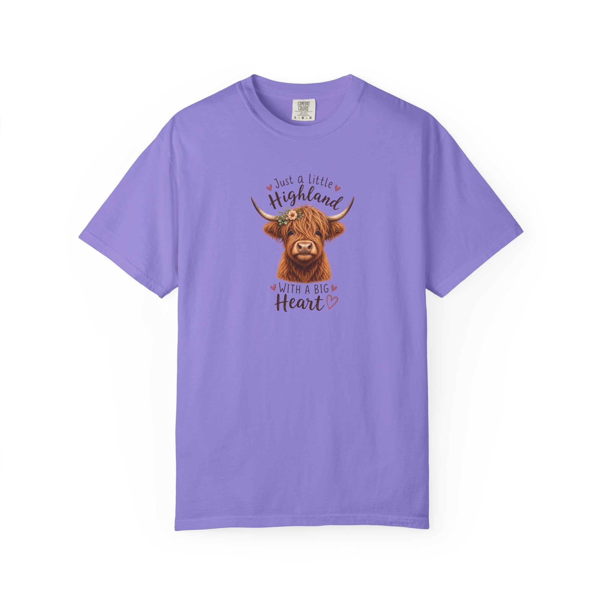 Highland Cow T-Shirt — "Just a Little Highland with a Big Heart" Cute Cow Graphic Tee
