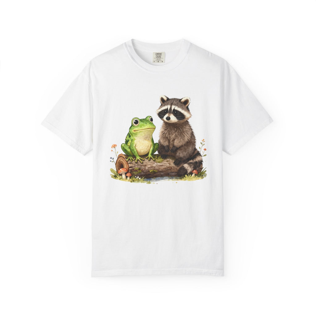 Frog & Raccoon Friends T‑Shirt — Cute Woodland Animal Graphic Tee
