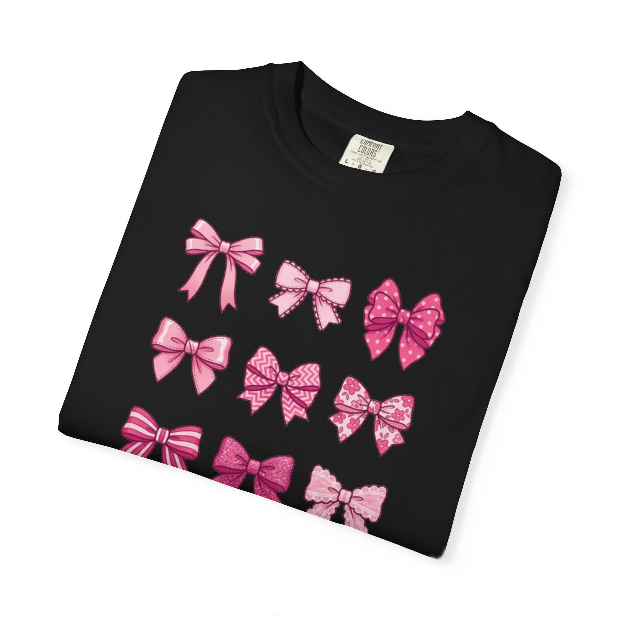 Pink Bow Pattern T-Shirt — Cute Ribbon Graphic Tee