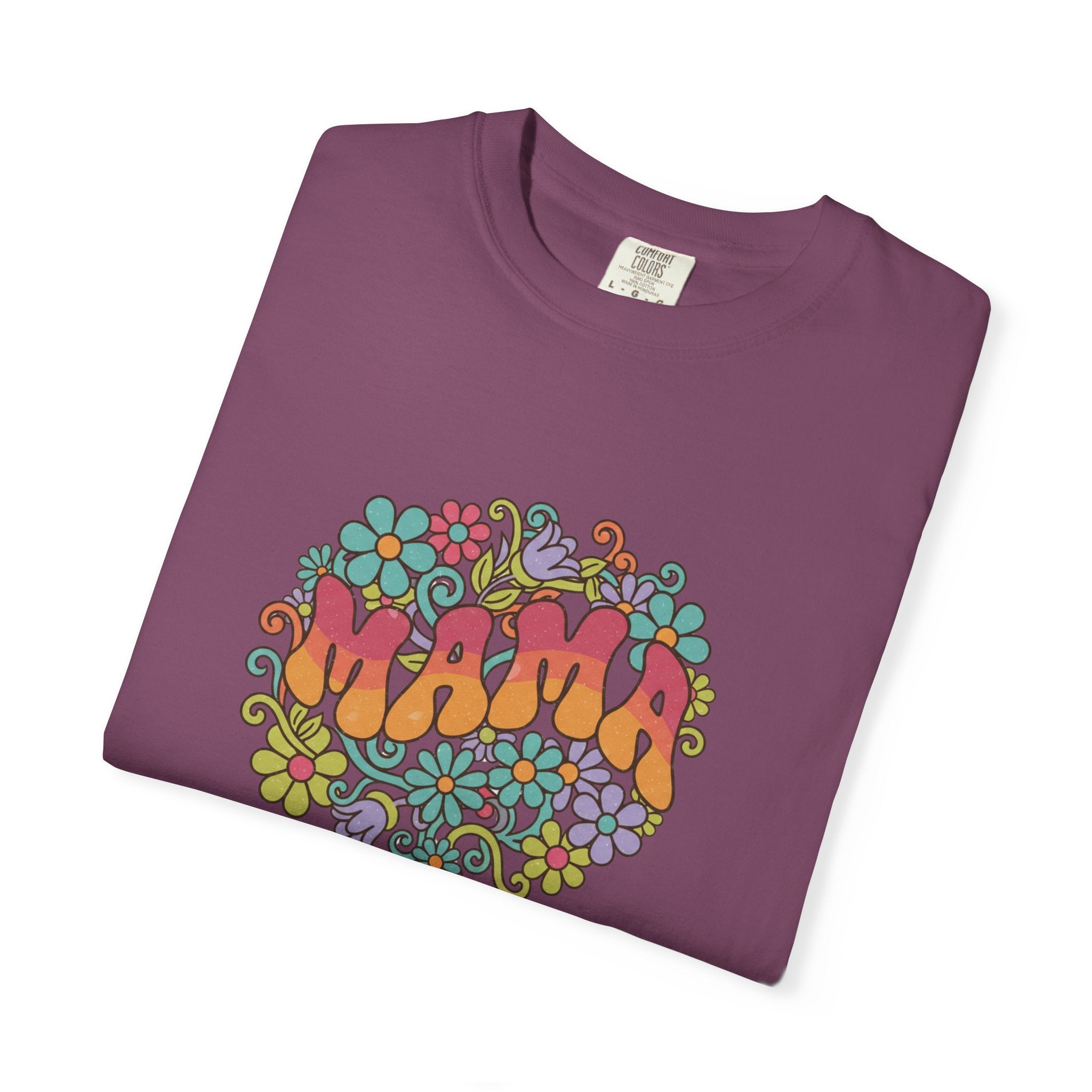 Mama Floral Retro T-Shirt — Vintage Hippie Flower Power Tee for Moms