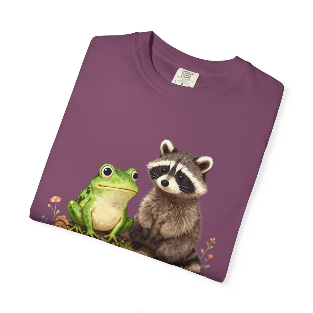 Frog & Raccoon Friends T‑Shirt — Cute Woodland Animal Graphic Tee