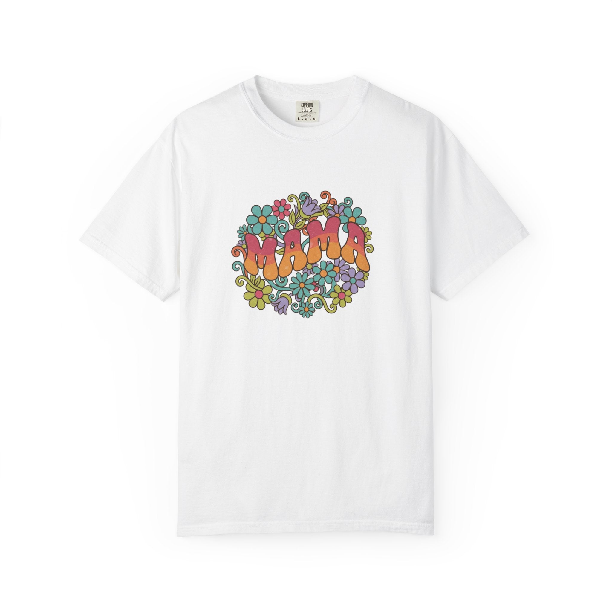 Mama Floral Retro T-Shirt — Vintage Hippie Flower Power Tee for Moms
