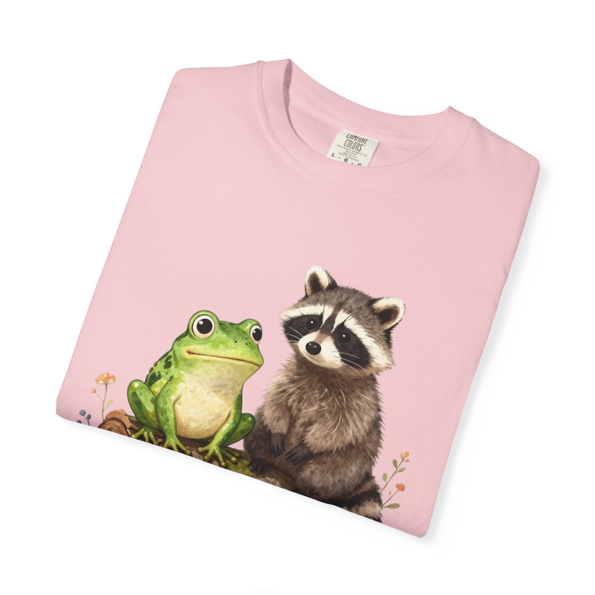 Frog & Raccoon Friends T‑Shirt — Cute Woodland Animal Graphic Tee