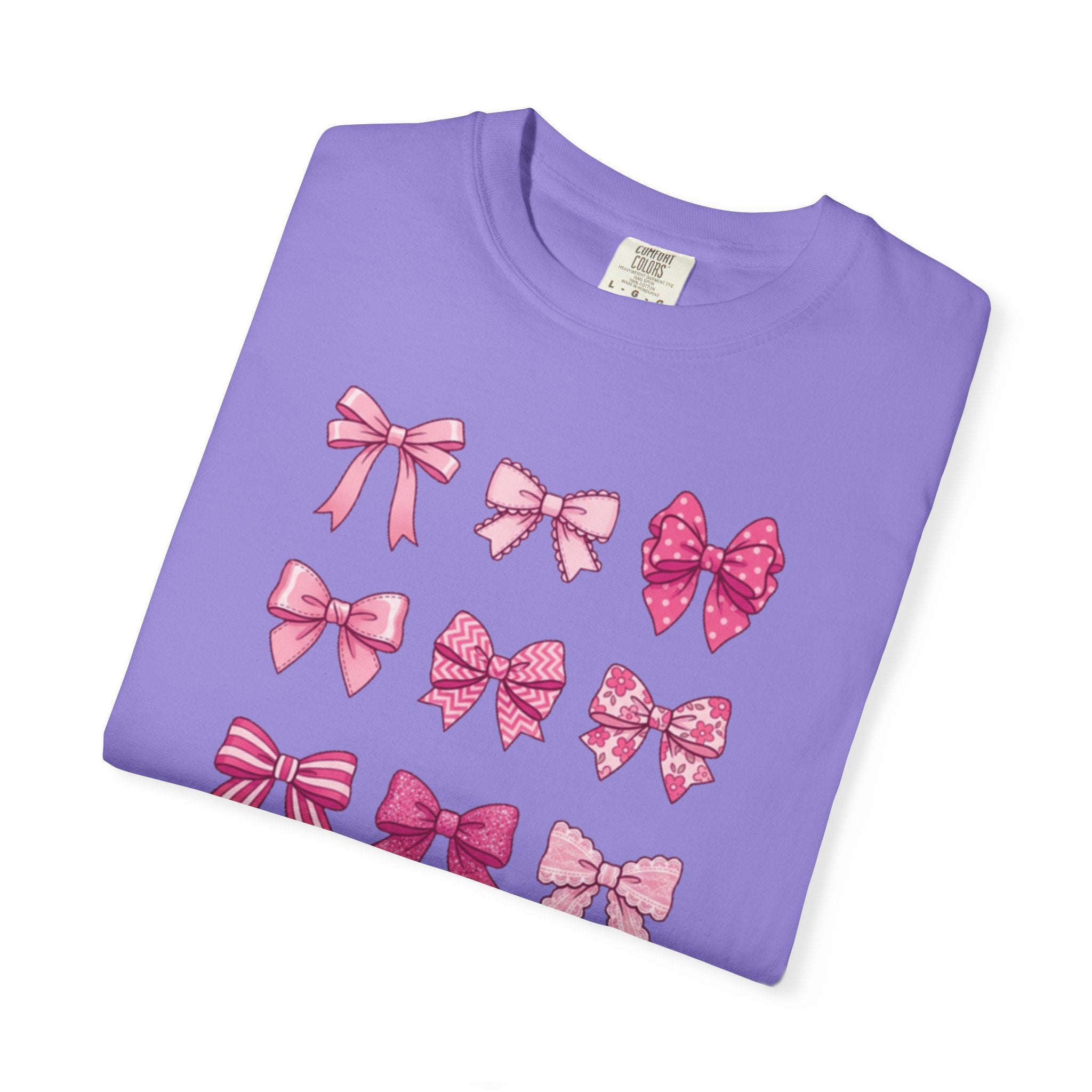 Pink Bow Pattern T-Shirt — Cute Ribbon Graphic Tee