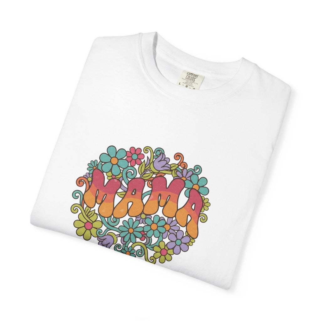 Mama Floral Retro T-Shirt — Vintage Hippie Flower Power Tee for Moms