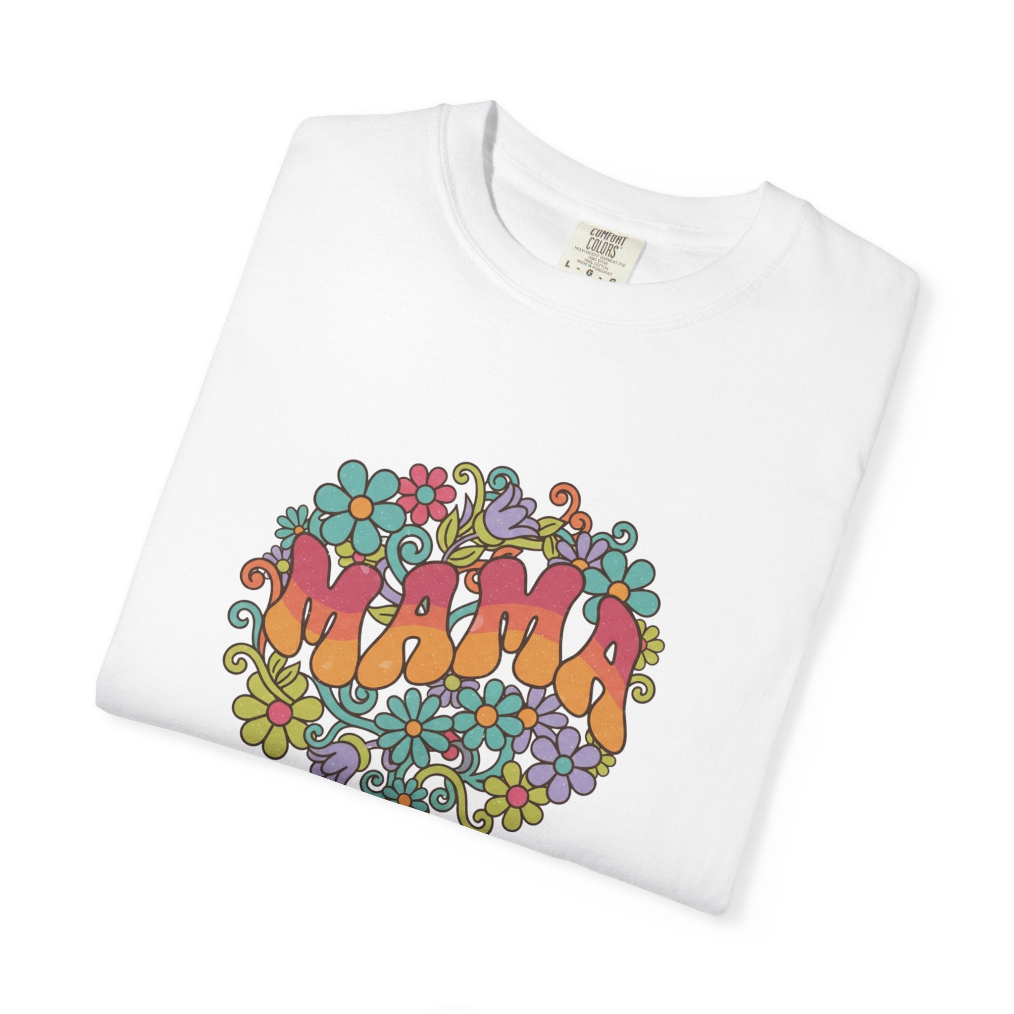Mama Floral Retro T-Shirt — Vintage Hippie Flower Power Tee for Moms
