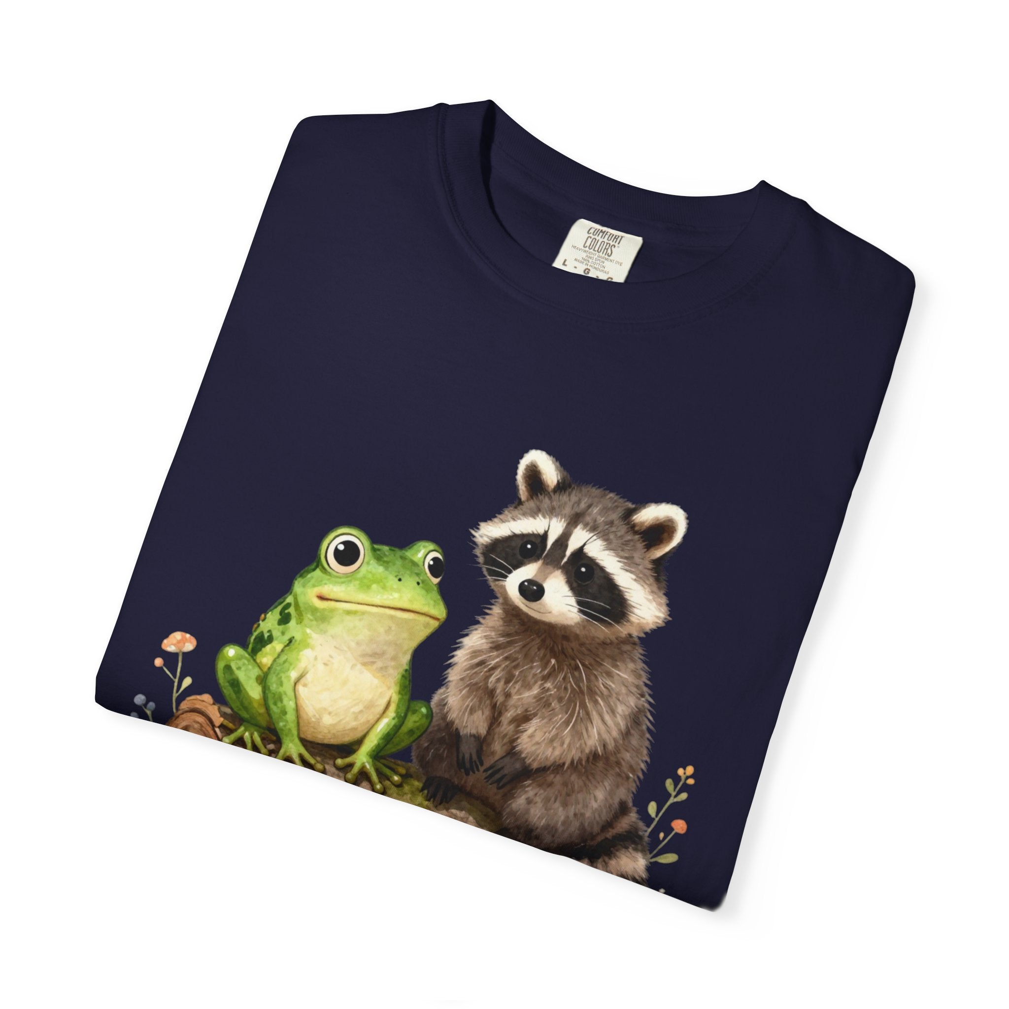 Frog & Raccoon Friends T‑Shirt — Cute Woodland Animal Graphic Tee