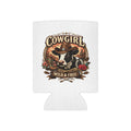 Can Cooler — "Cowgirl Wild & Free" Western Cow Print Koozie