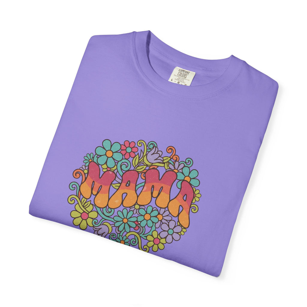 Mama Floral Retro T-Shirt — Vintage Hippie Flower Power Tee for Moms