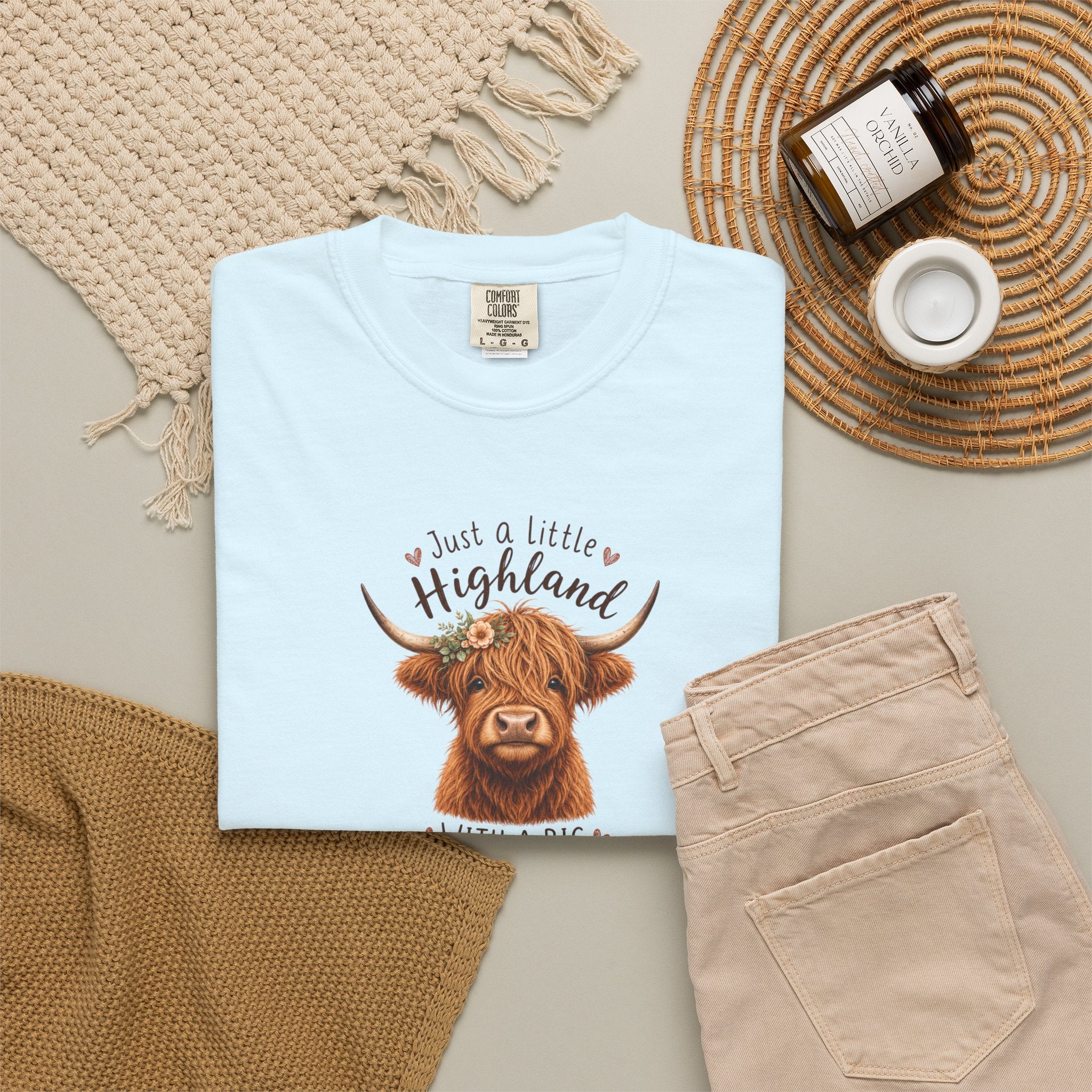 Highland Cow T-Shirt — "Just a Little Highland with a Big Heart" Cute Cow Graphic Tee