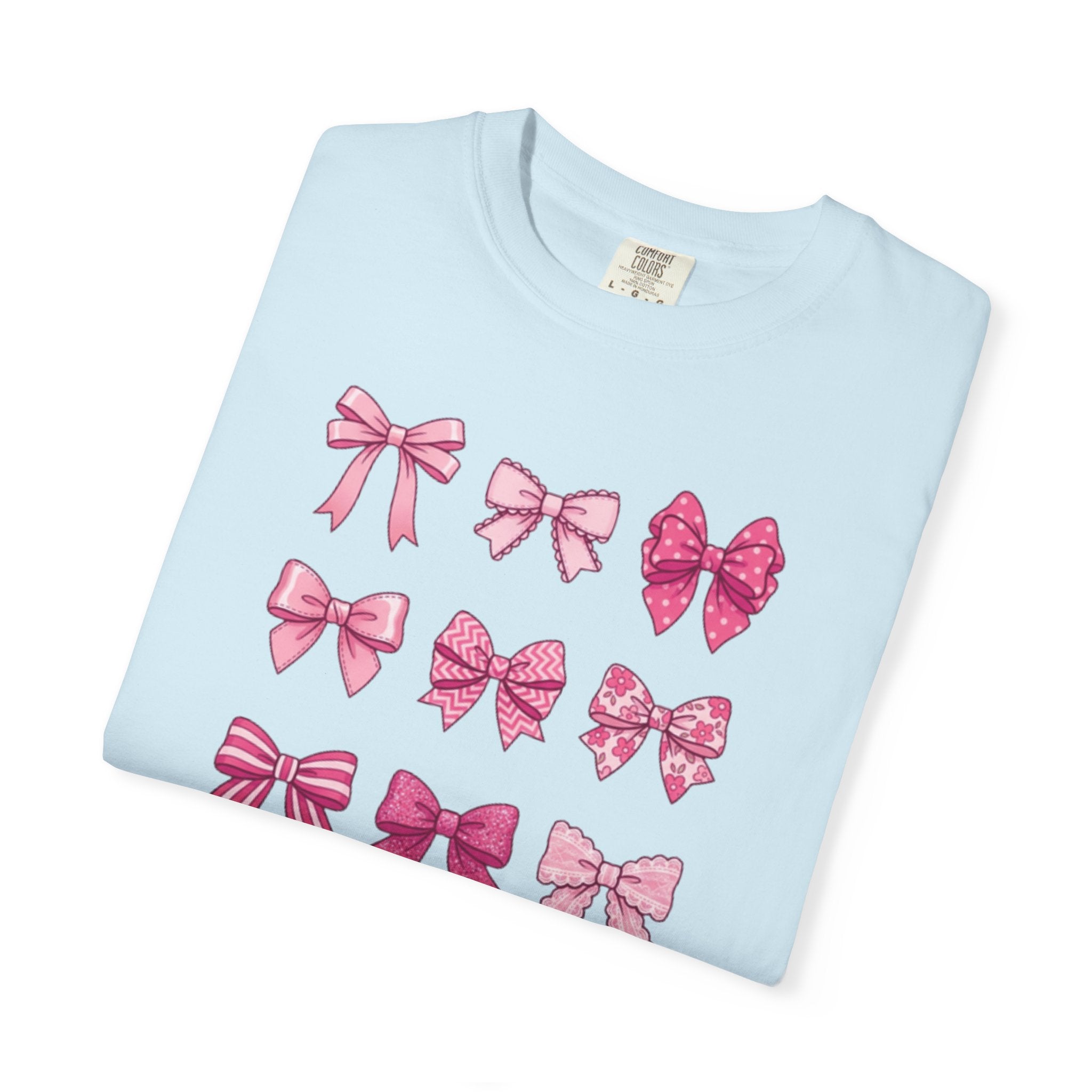 Pink Bow Pattern T-Shirt — Cute Ribbon Graphic Tee