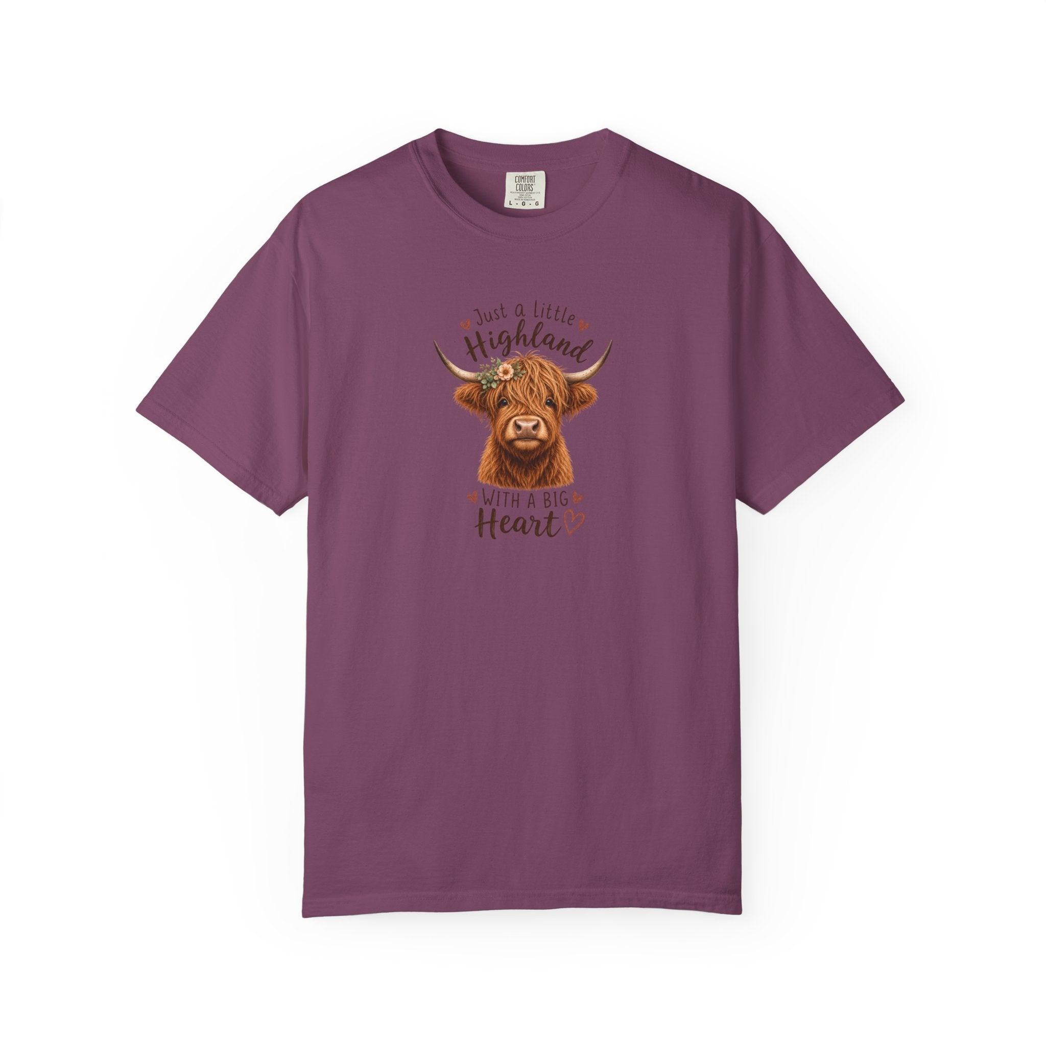 Highland Cow T-Shirt — "Just a Little Highland with a Big Heart" Cute Cow Graphic Tee