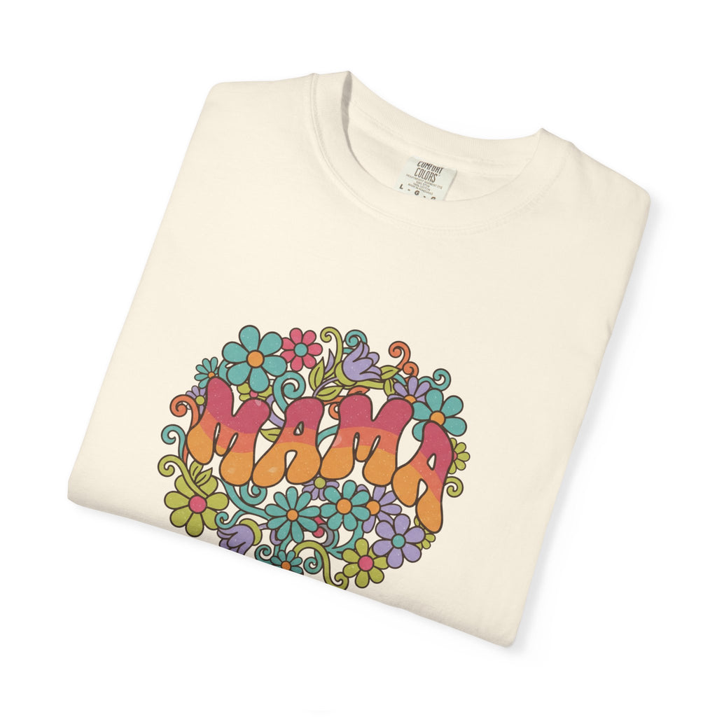 Mama Floral Retro T-Shirt — Vintage Hippie Flower Power Tee for Moms