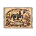 Woven Blanket - 'Ride 'Em Cowboy' Western Cattle Throw Blanket