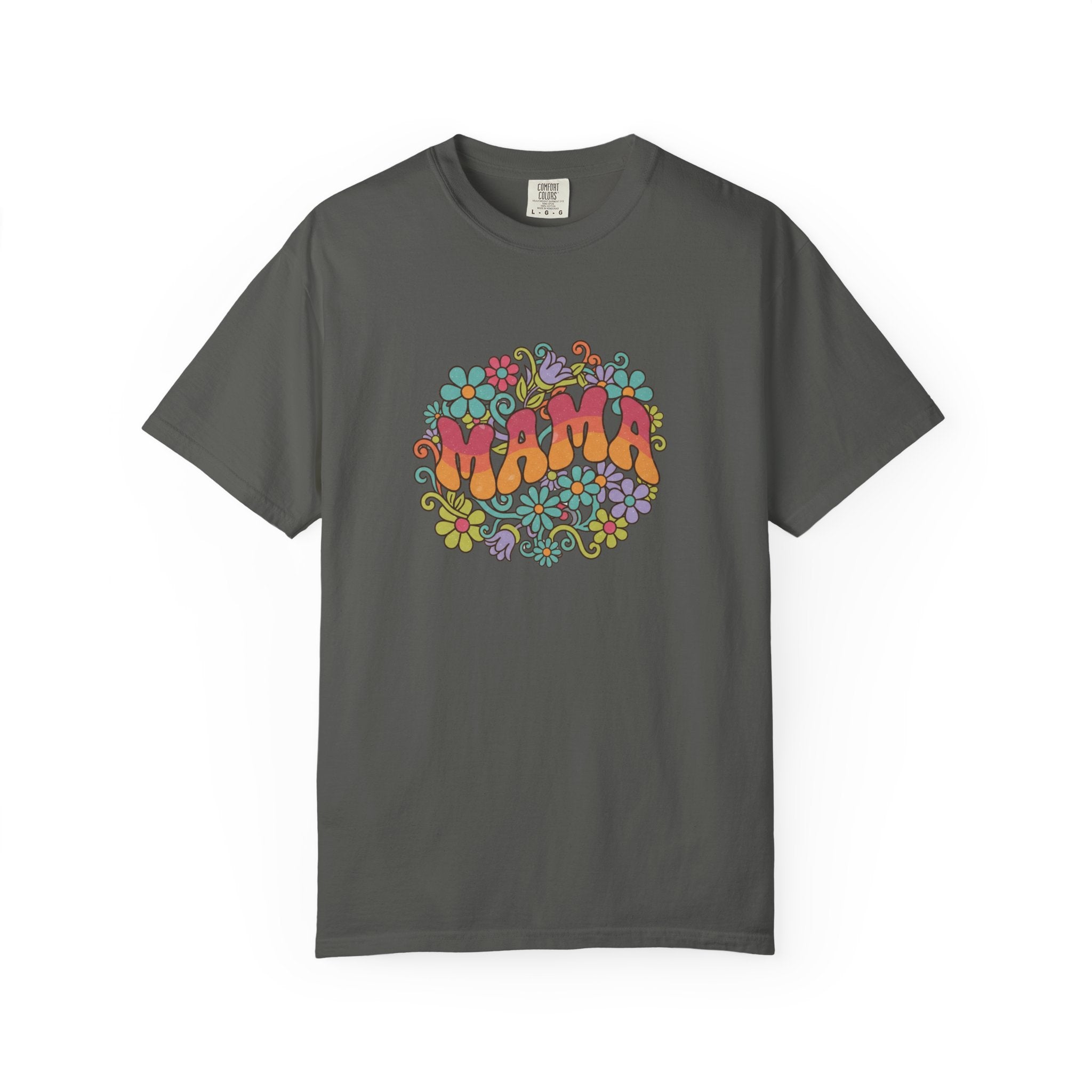 Mama Floral Retro T-Shirt — Vintage Hippie Flower Power Tee for Moms