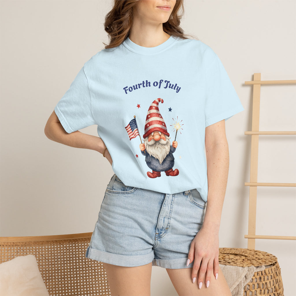 Fourth of July Gnome T-Shirt — Patriotic Flag & Firework Graphic Tee