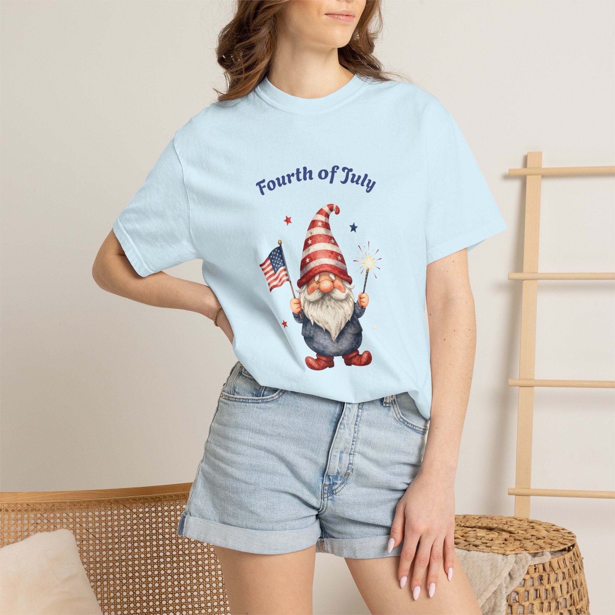 Fourth of July Gnome T-Shirt — Patriotic Flag & Firework Graphic Tee