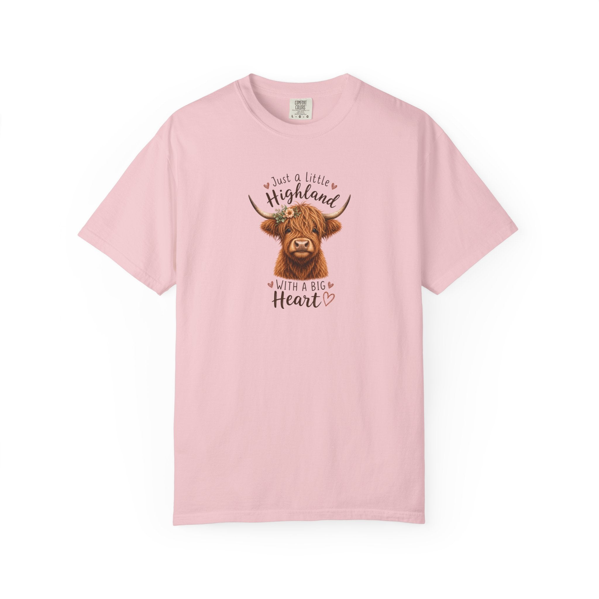 Highland Cow T-Shirt — "Just a Little Highland with a Big Heart" Cute Cow Graphic Tee