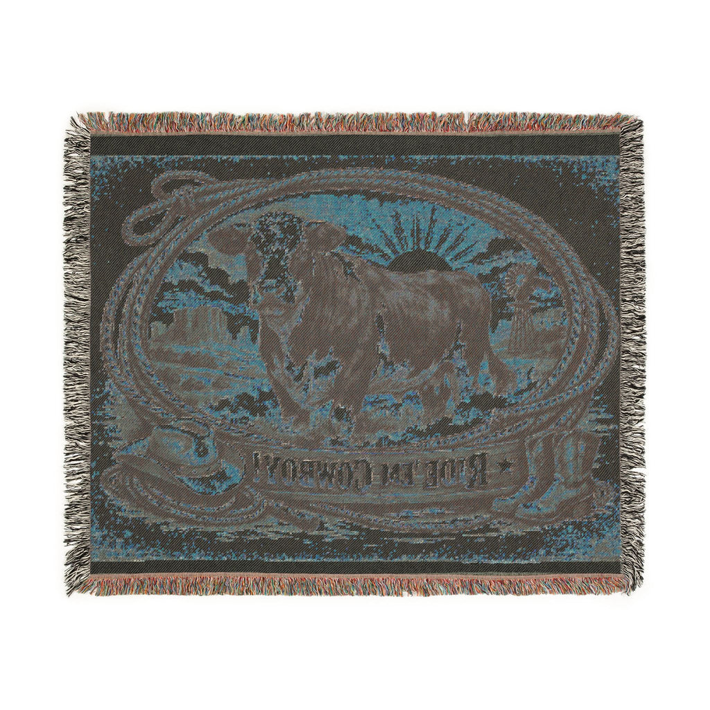 Woven Blanket - 'Ride 'Em Cowboy' Western Cattle Throw Blanket