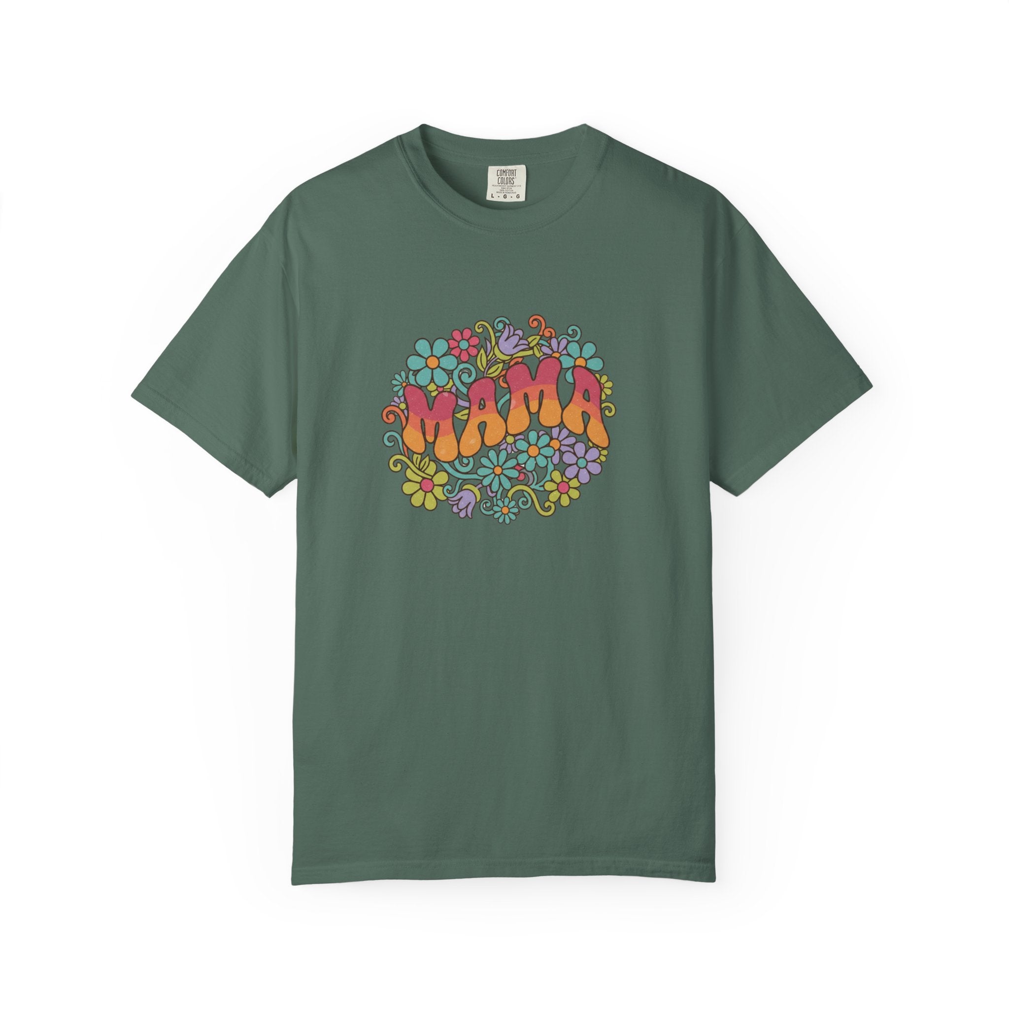 Mama Floral Retro T-Shirt — Vintage Hippie Flower Power Tee for Moms