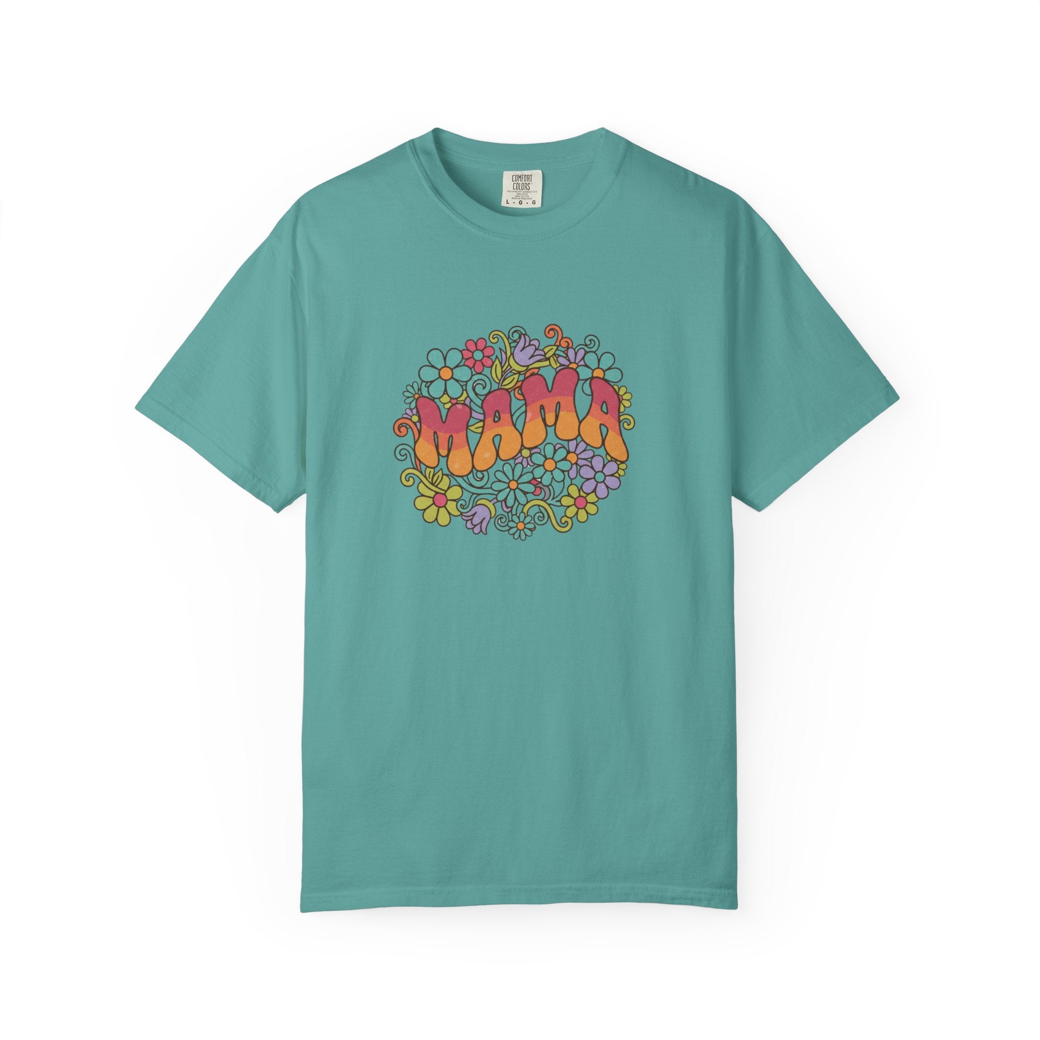 Mama Floral Retro T-Shirt — Vintage Hippie Flower Power Tee for Moms
