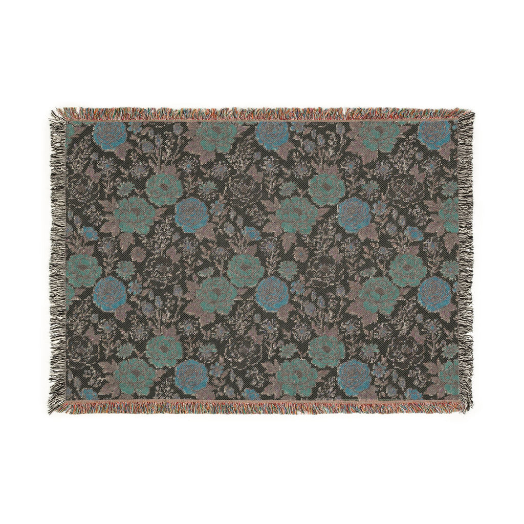 Floral Woven Blanket — Vintage Rose Tapestry Throw