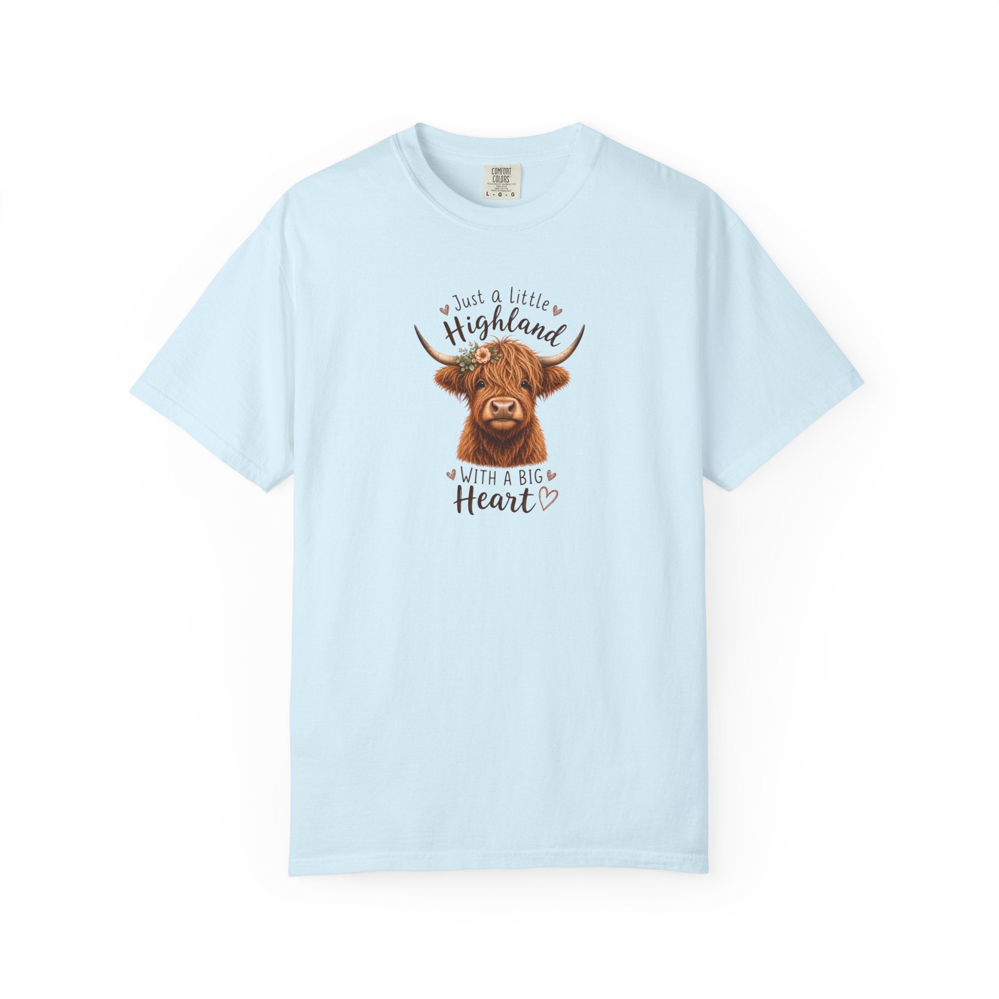 Highland Cow T-Shirt — "Just a Little Highland with a Big Heart" Cute Cow Graphic Tee