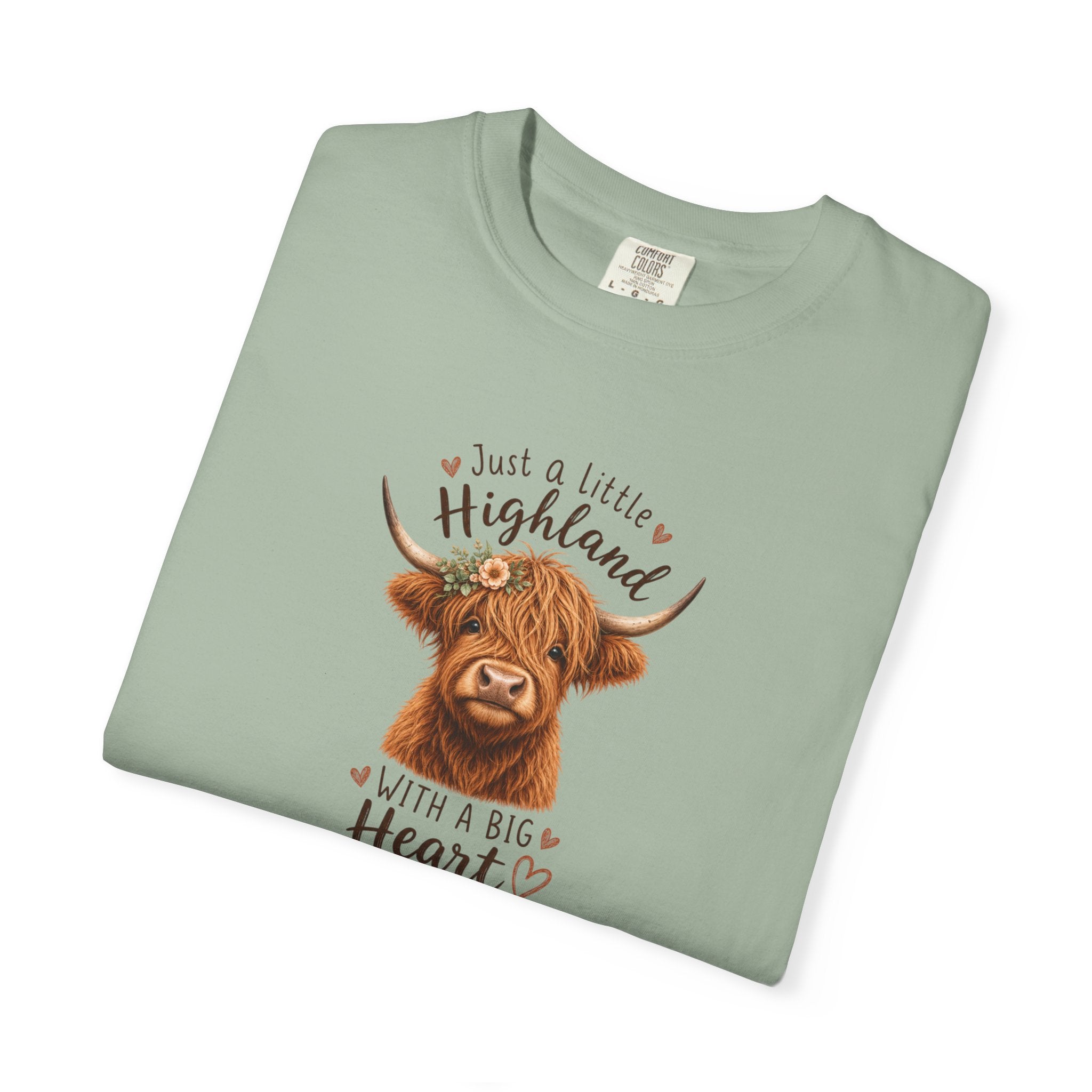 Highland Cow T-Shirt — "Just a Little Highland with a Big Heart" Cute Cow Graphic Tee