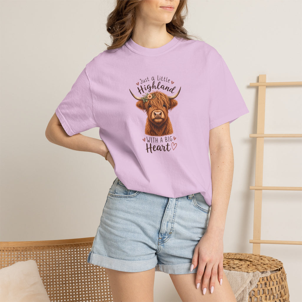 Highland Cow T-Shirt — "Just a Little Highland with a Big Heart" Cute Cow Graphic Tee