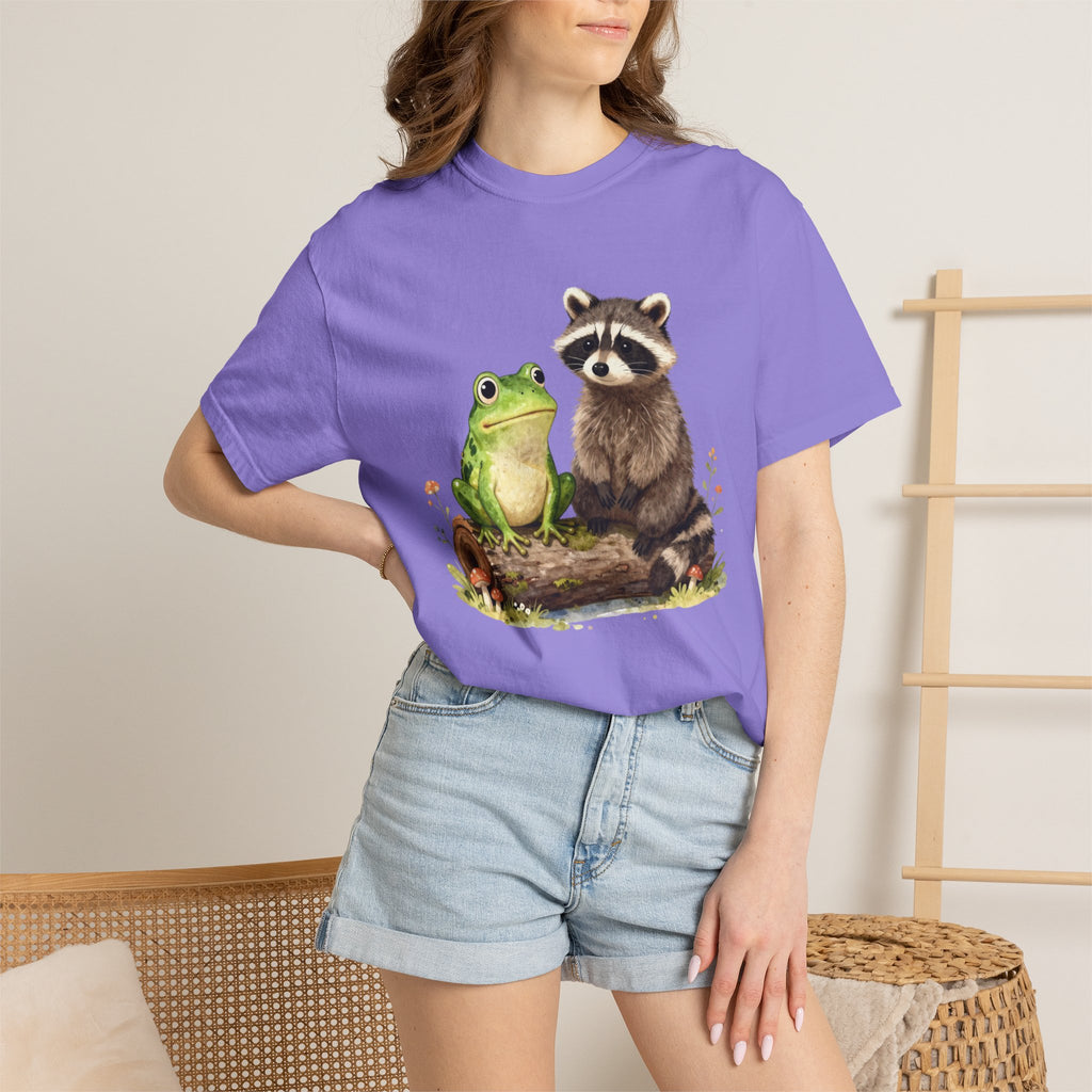 Frog & Raccoon Friends T‑Shirt — Cute Woodland Animal Graphic Tee