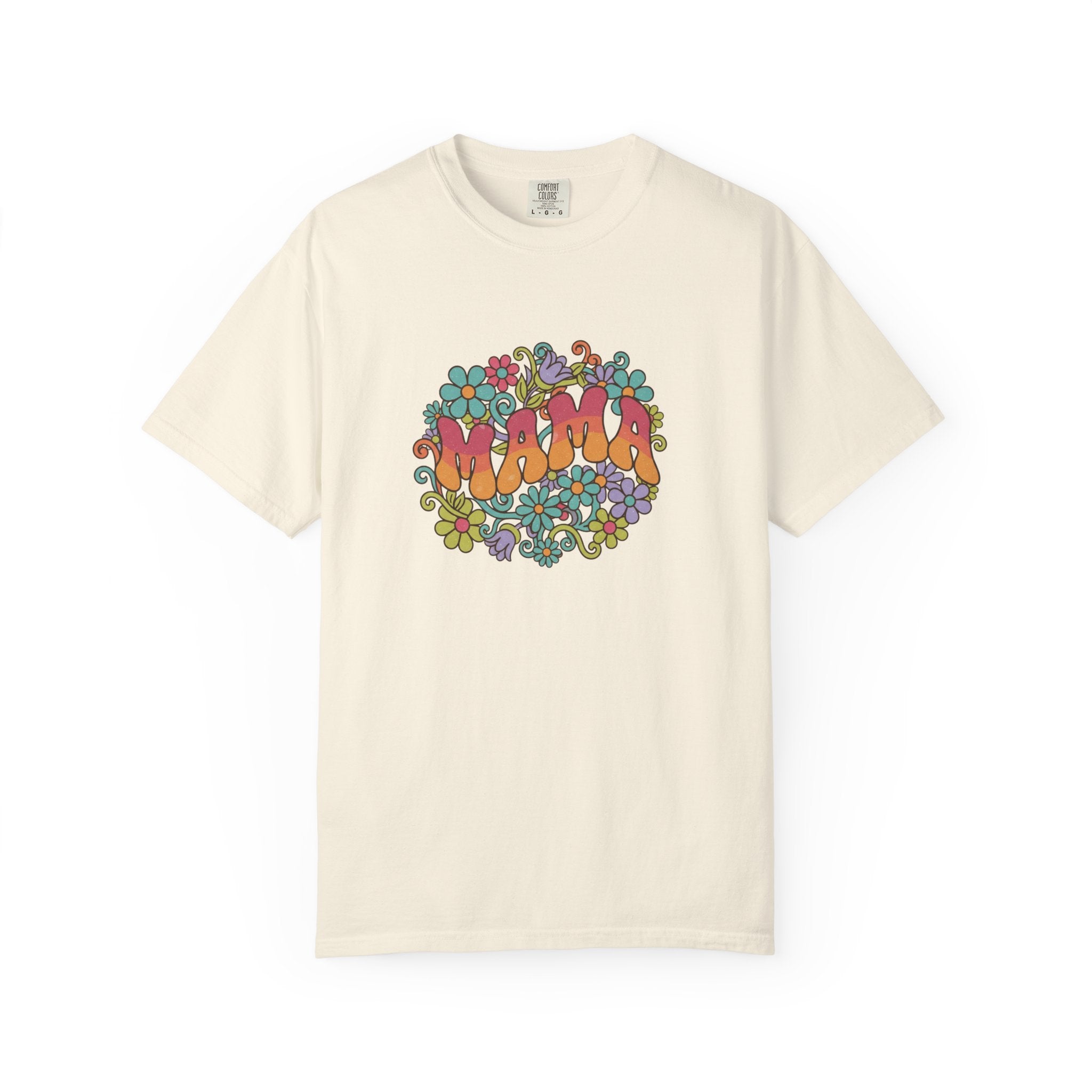 Mama Floral Retro T-Shirt — Vintage Hippie Flower Power Tee for Moms