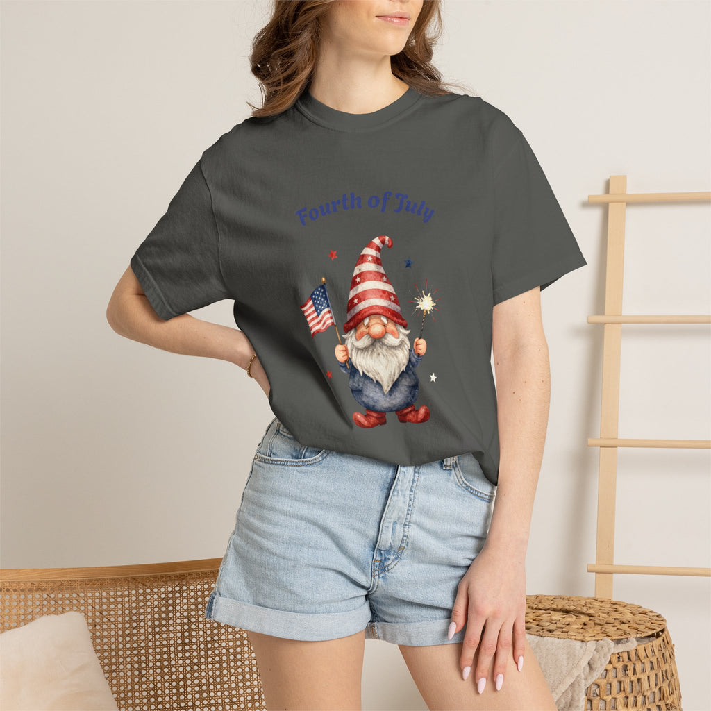 Fourth of July Gnome T-Shirt — Patriotic Flag & Firework Graphic Tee