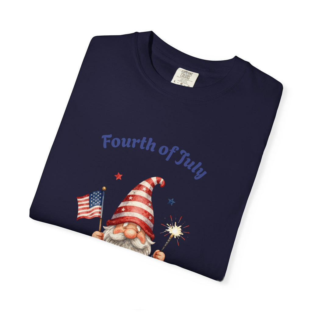 Fourth of July Gnome T-Shirt — Patriotic Flag & Firework Graphic Tee