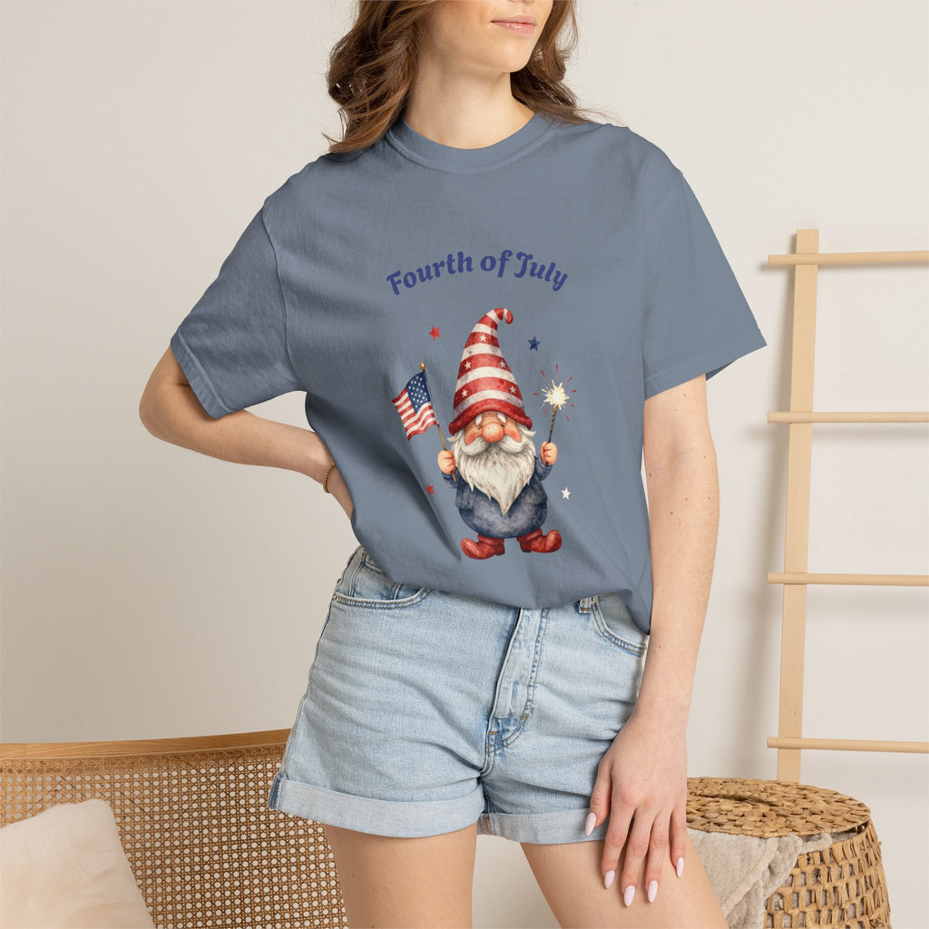 Fourth of July Gnome T-Shirt — Patriotic Flag & Firework Graphic Tee