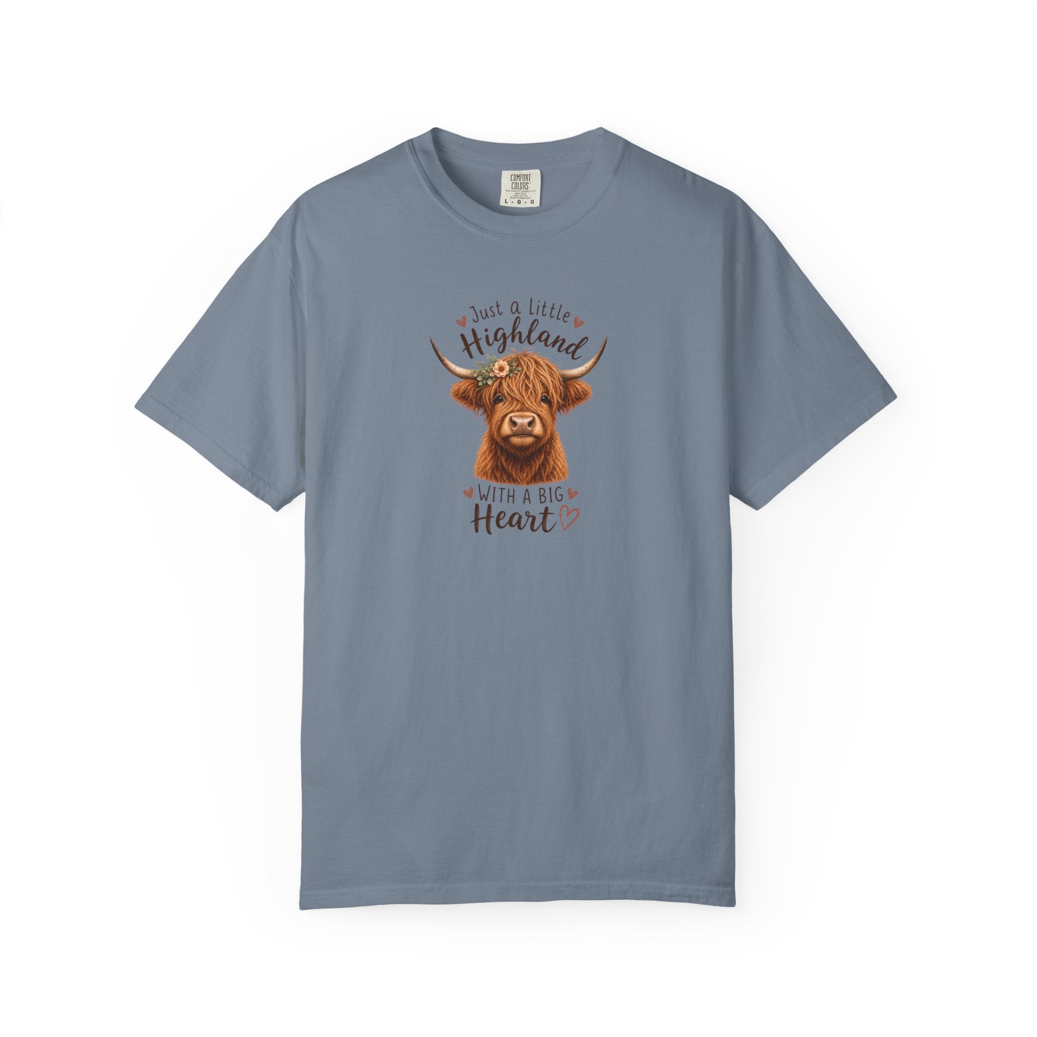 Highland Cow T-Shirt — "Just a Little Highland with a Big Heart" Cute Cow Graphic Tee