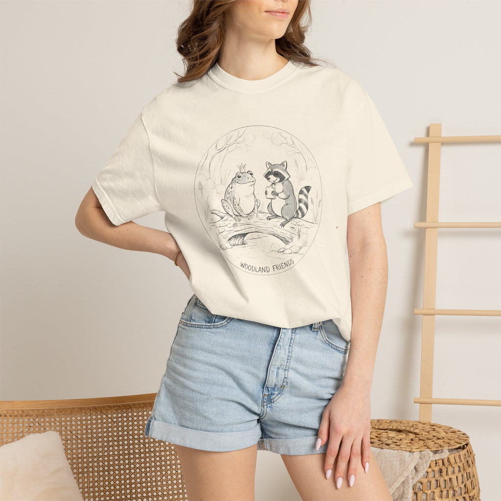 Woodland Friends T-Shirt — 'Woodland Friends' Cute Raccoon & Frog Graphic