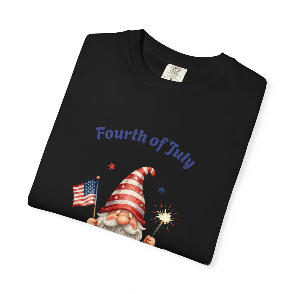 Fourth of July Gnome T-Shirt — Patriotic Flag & Firework Graphic Tee