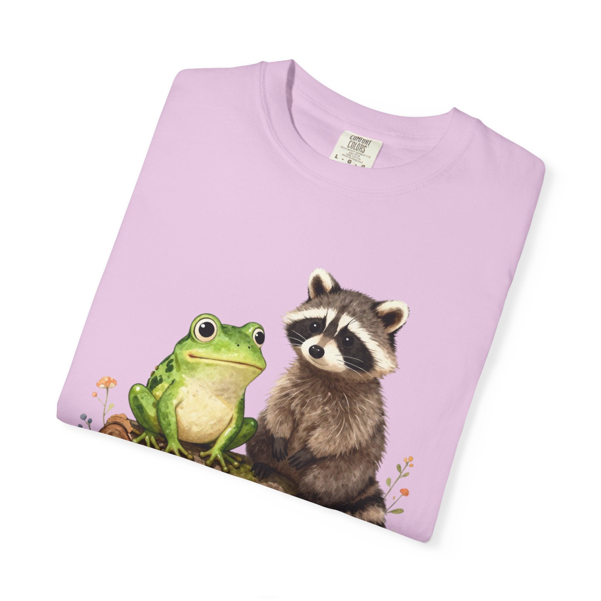 Frog & Raccoon Friends T‑Shirt — Cute Woodland Animal Graphic Tee