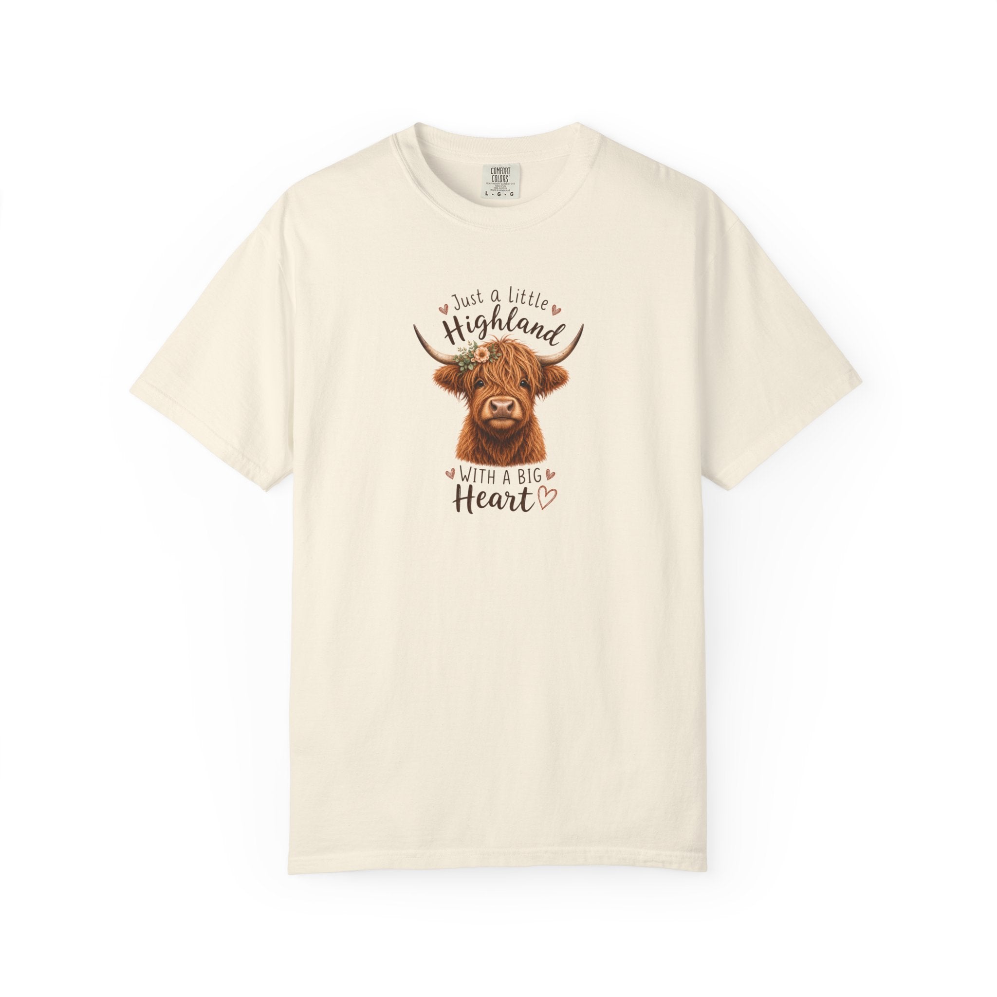 Highland Cow T-Shirt — "Just a Little Highland with a Big Heart" Cute Cow Graphic Tee